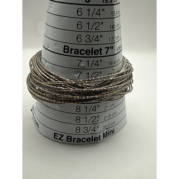 Silver Multi-Strand Stretch Bracelet With Textured Design - Picture 2 of 5
